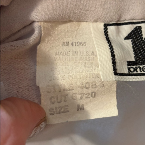 Vintage Cream Button Down Blouse with Front Ruffle and Victorian Collar - Picture 4 of 9